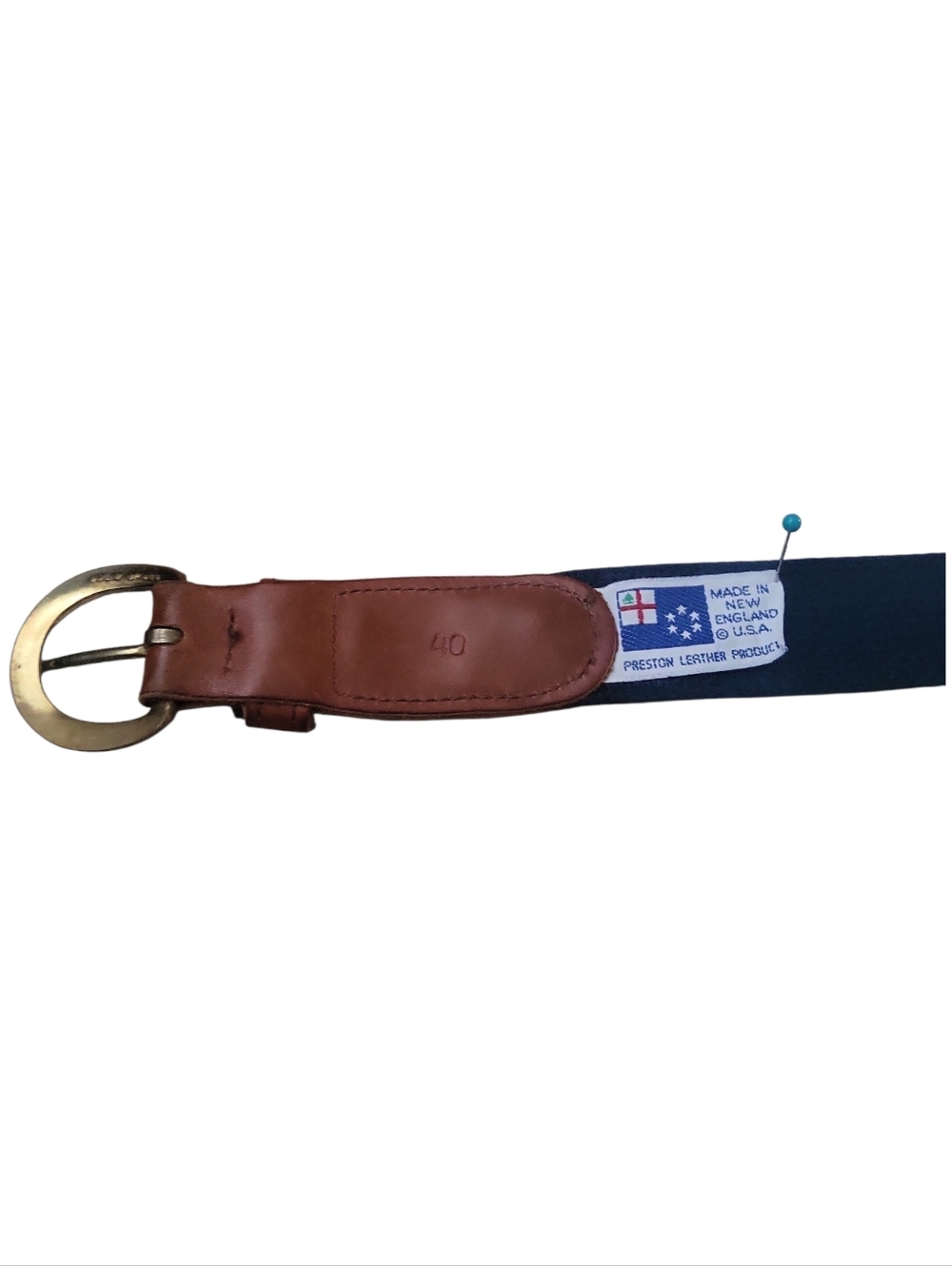 Vintage Preston Leather Company Nautical Sailboat Preppy Canvas Leather Belt 40 - Picture 4 of 10